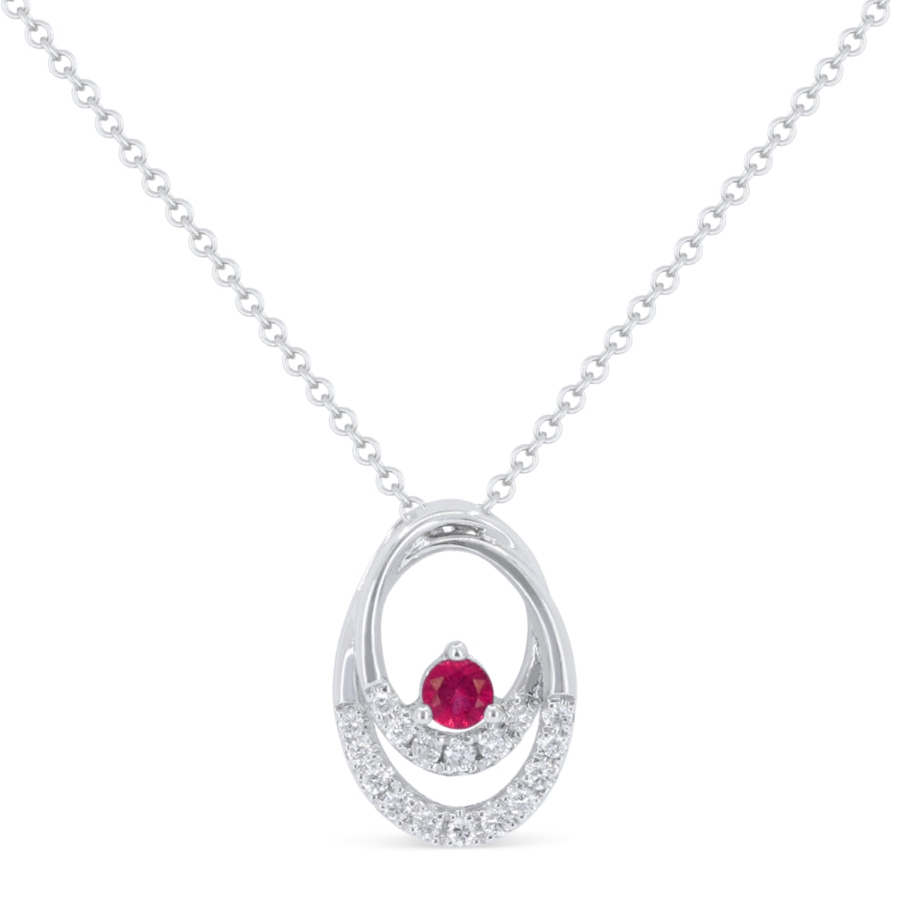 Beautiful Hand Crafted 14K White Gold  Ruby And Diamond Arianna Collection Pendant