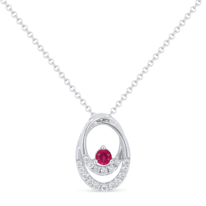 Beautiful Hand Crafted 14K White Gold  Ruby And Diamond Arianna Collection Pendant