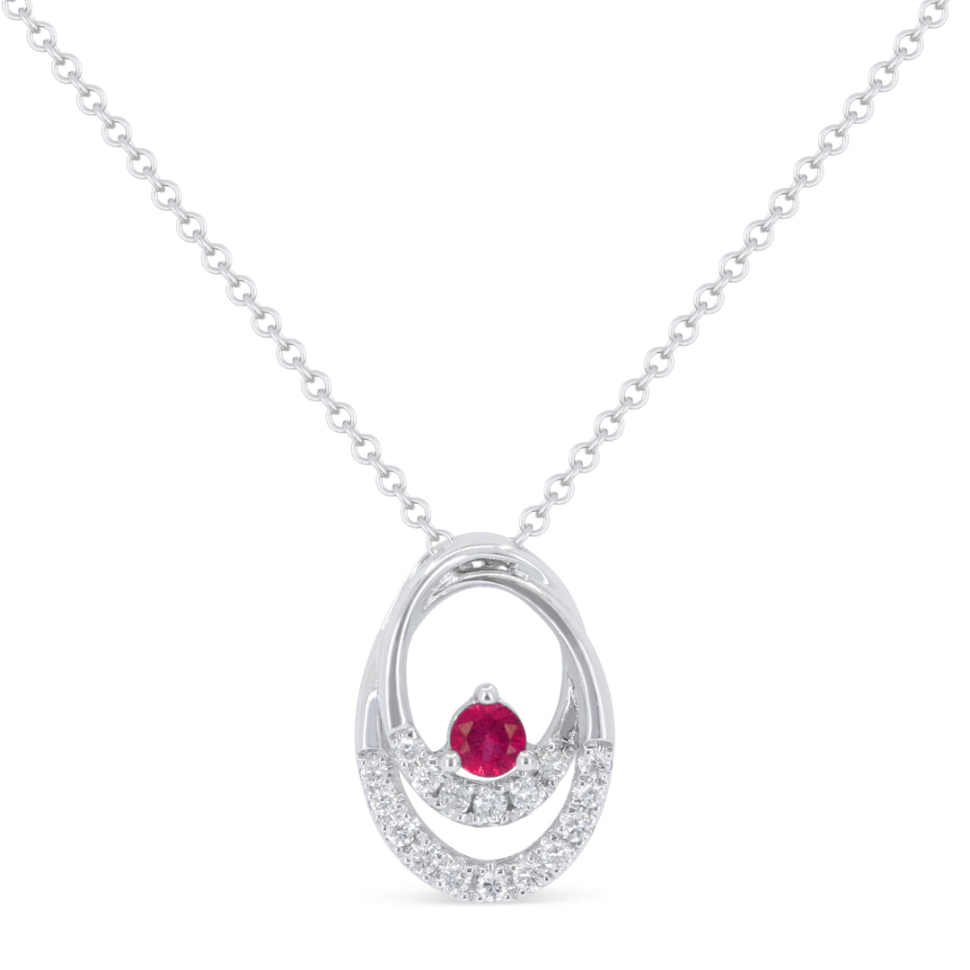 Beautiful Hand Crafted 14K White Gold  Ruby And Diamond Arianna Collection Pendant