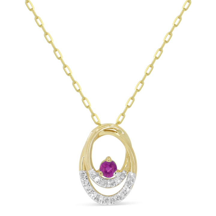 Beautiful Hand Crafted 14K Yellow Gold  Ruby And Diamond Arianna Collection Pendant