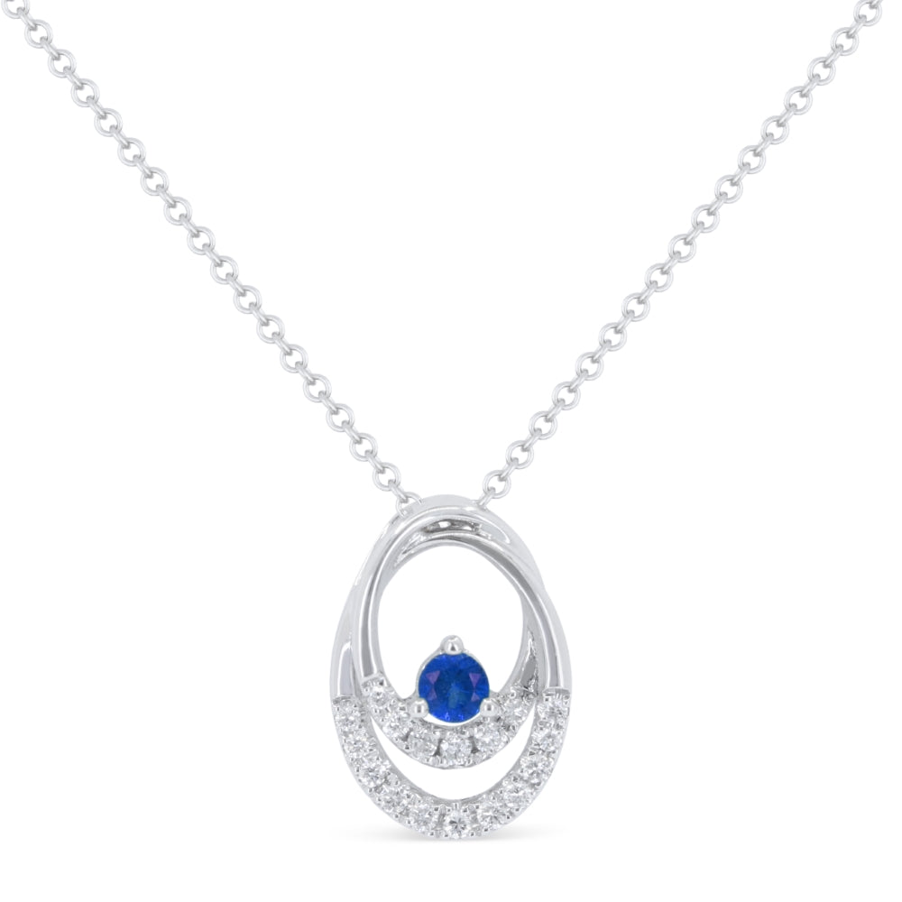 Beautiful Hand Crafted 14K White Gold  Sapphire And Diamond Arianna Collection Pendant