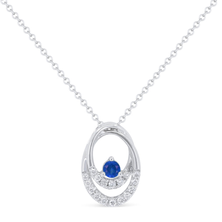 Beautiful Hand Crafted 14K White Gold  Sapphire And Diamond Arianna Collection Pendant