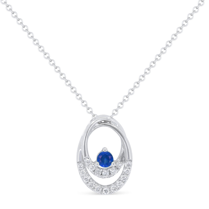 Beautiful Hand Crafted 14K White Gold  Sapphire And Diamond Arianna Collection Pendant