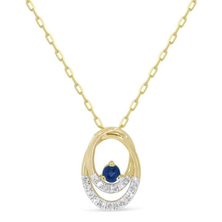 Beautiful Hand Crafted 14K Yellow Gold  Sapphire And Diamond Arianna Collection Pendant