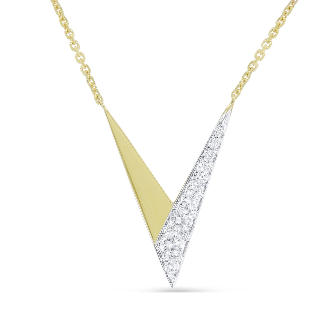 Beautiful Hand Crafted 14K Yellow Gold White Diamond Milano Collection Necklace