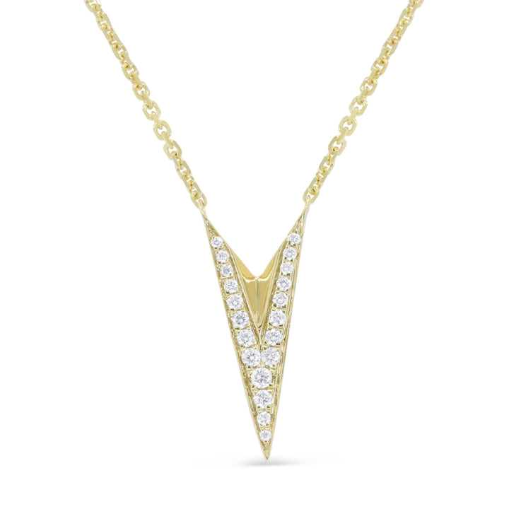 Madison L 14K Yellow Gold Diamond Chevron Necklace - style N1938Y