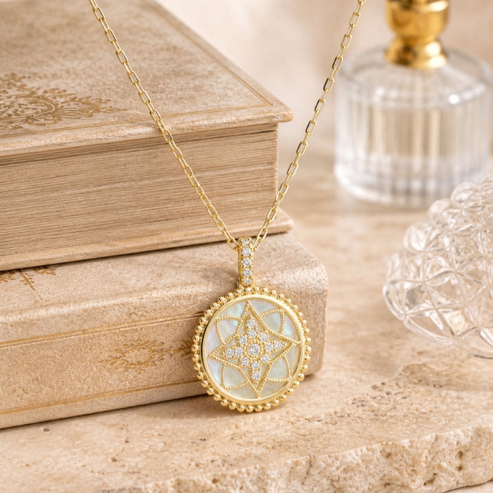 N1939 - 14K Yellow Gold Mother of Pearl Pendant