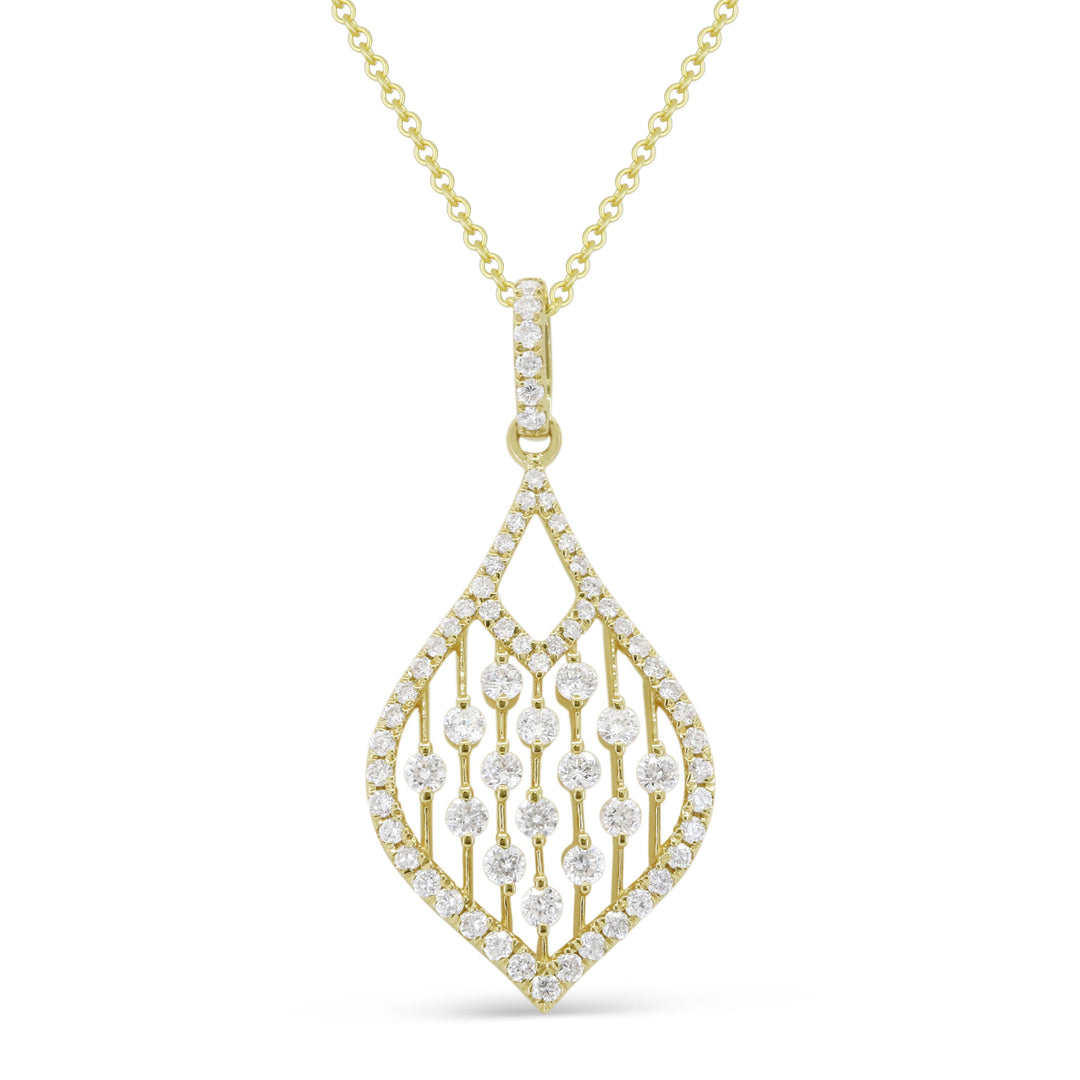 Beautiful Hand Crafted 14K Yellow Gold White Diamond Milano Collection Pendant