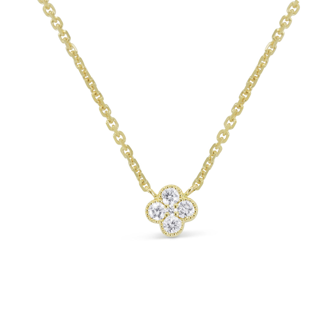 Beautiful Hand Crafted 14K Yellow Gold White Diamond Milano Collection Necklace