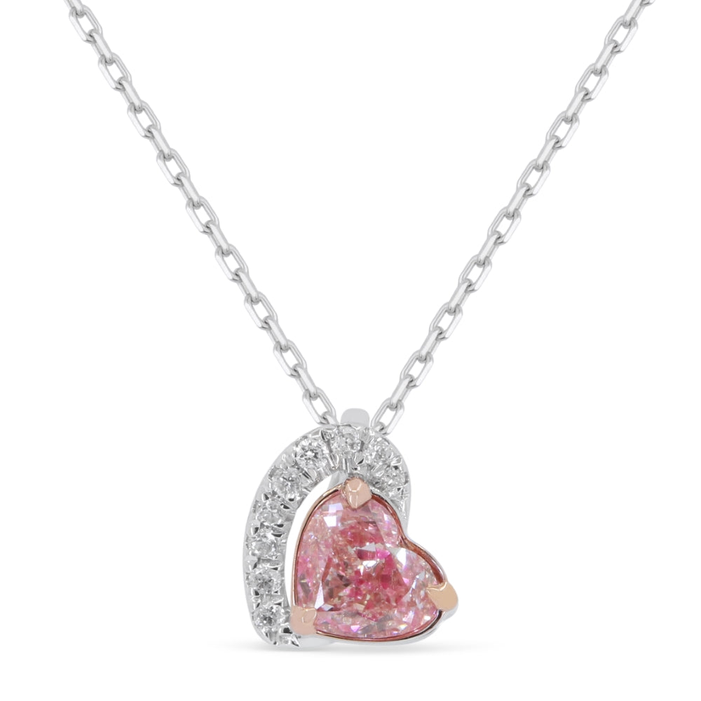 Beautiful Hand Crafted 14K White Gold  Pink Diamond And Diamond Lumina Collection Pendant