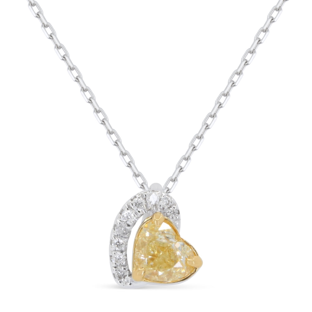 Beautiful Hand Crafted 14K White Gold  Fancy Yellow Diamond And Diamond Lumina Collection Pendant