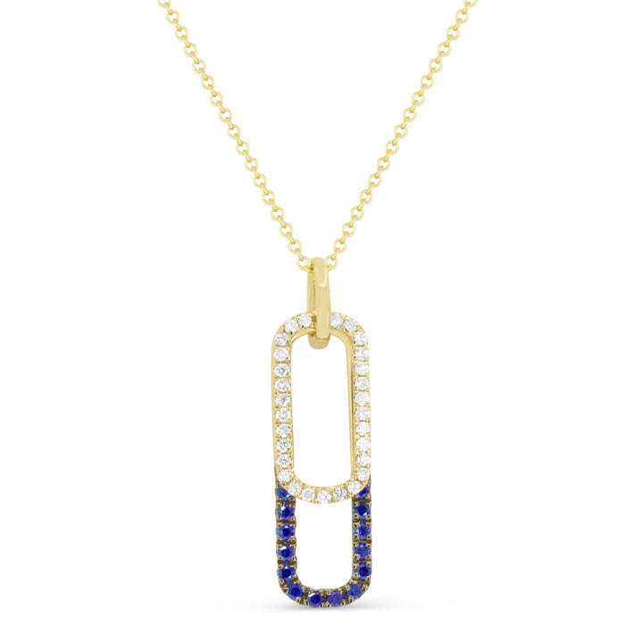 Beautiful Hand Crafted 14K Yellow Gold 1MM Sapphire And Diamond Arianna Collection Pendant