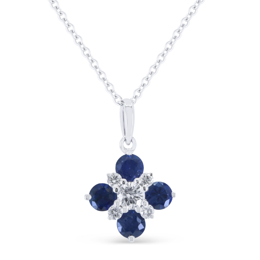 Beautiful Hand Crafted 14K White Gold 3MM Sapphire And Diamond Arianna Collection Pendant