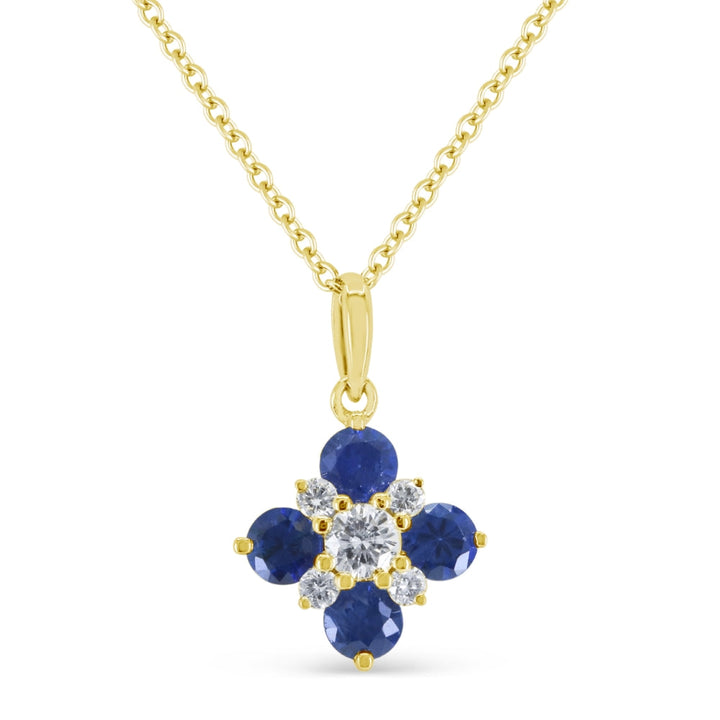 Beautiful Hand Crafted 14K Yellow Gold 3MM Sapphire And Diamond Arianna Collection Pendant