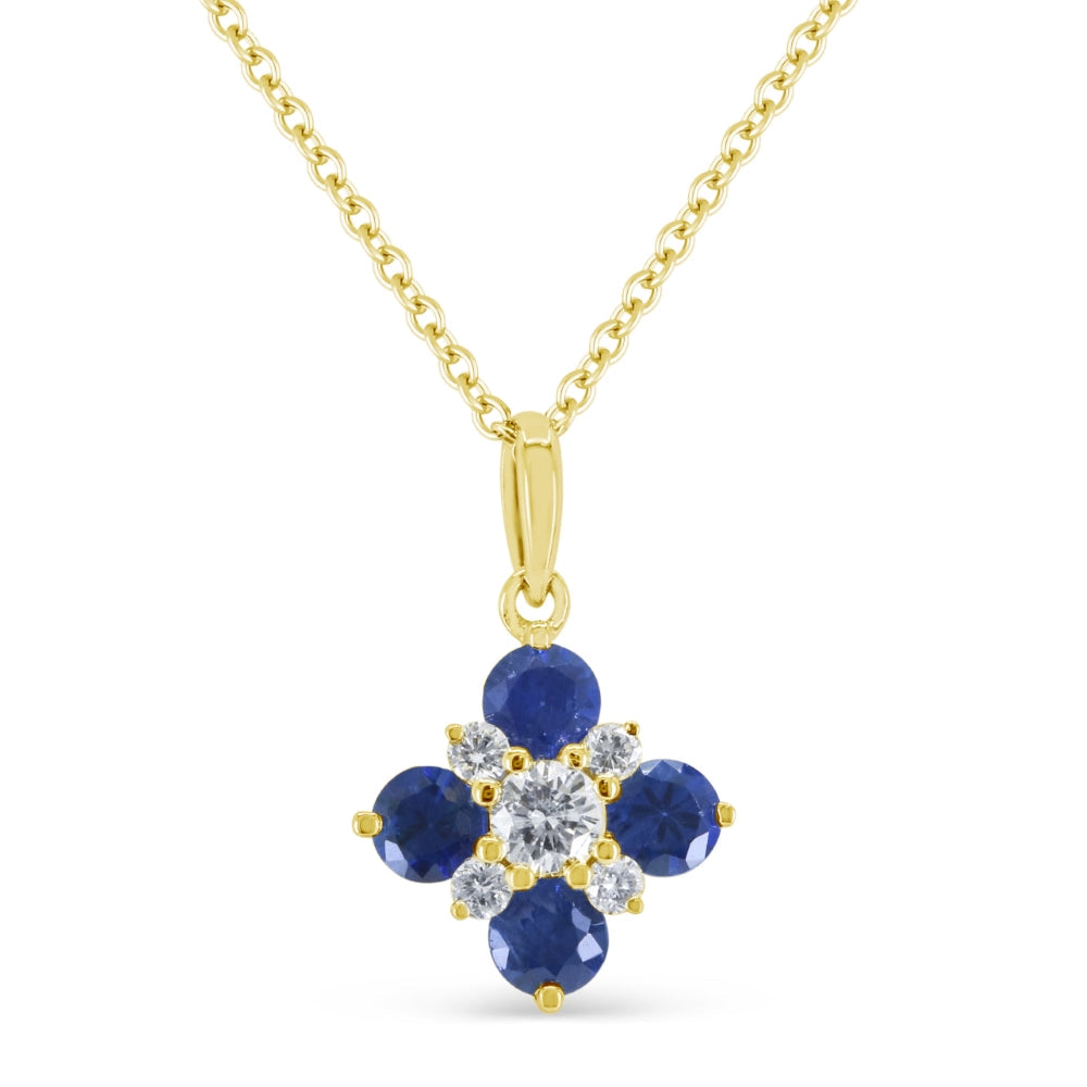 Beautiful Hand Crafted 14K Yellow Gold 3MM Sapphire And Diamond Arianna Collection Pendant