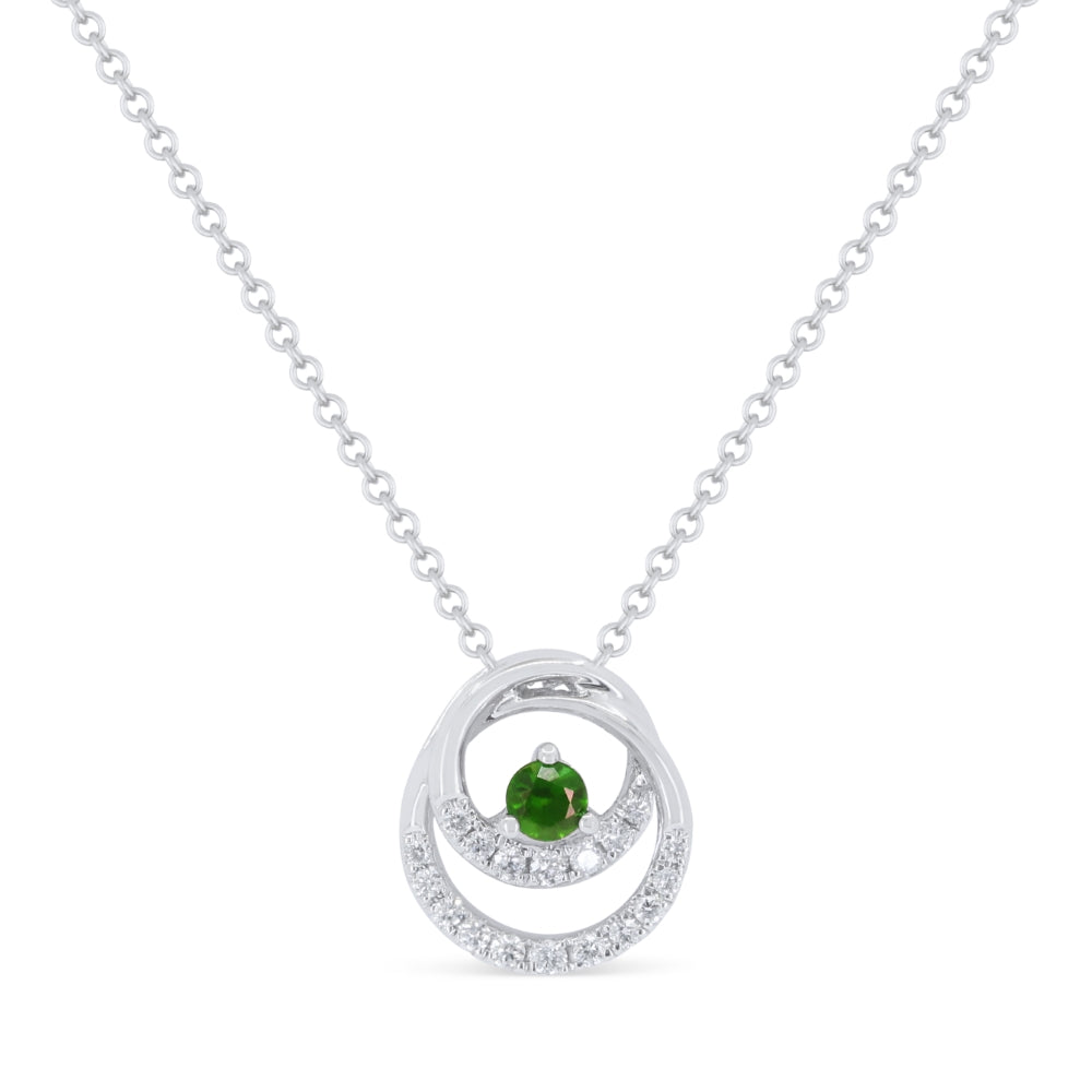 Beautiful Hand Crafted 14K White Gold  Emerald And Diamond Arianna Collection Pendant