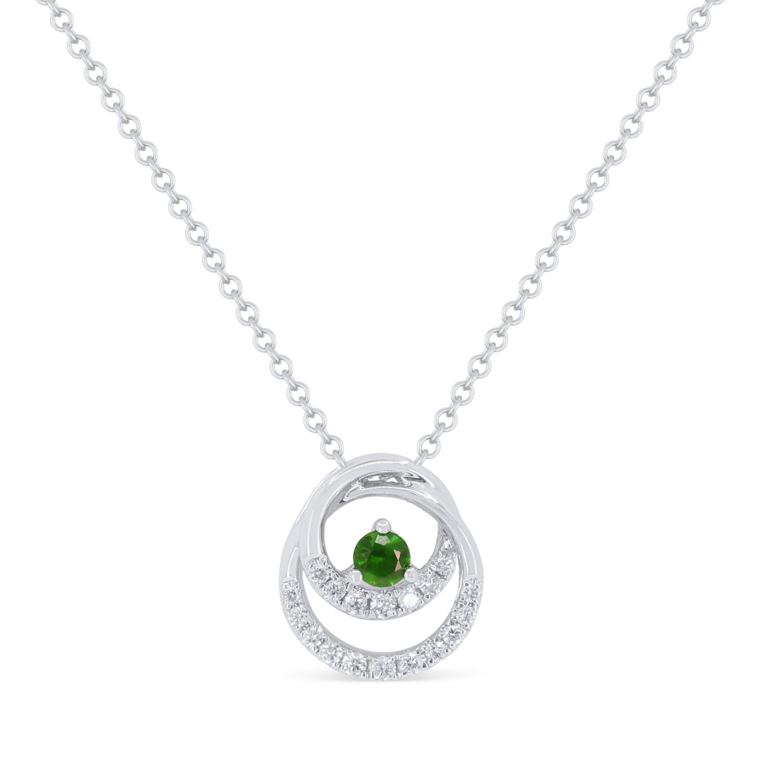 Beautiful Hand Crafted 14K White Gold  Emerald And Diamond Arianna Collection Pendant