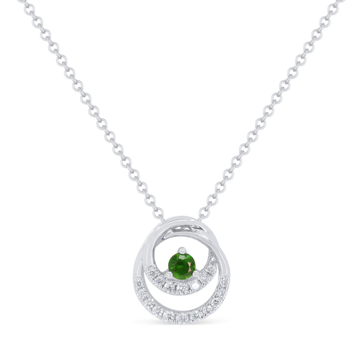 Beautiful Hand Crafted 14K White Gold  Emerald And Diamond Arianna Collection Pendant