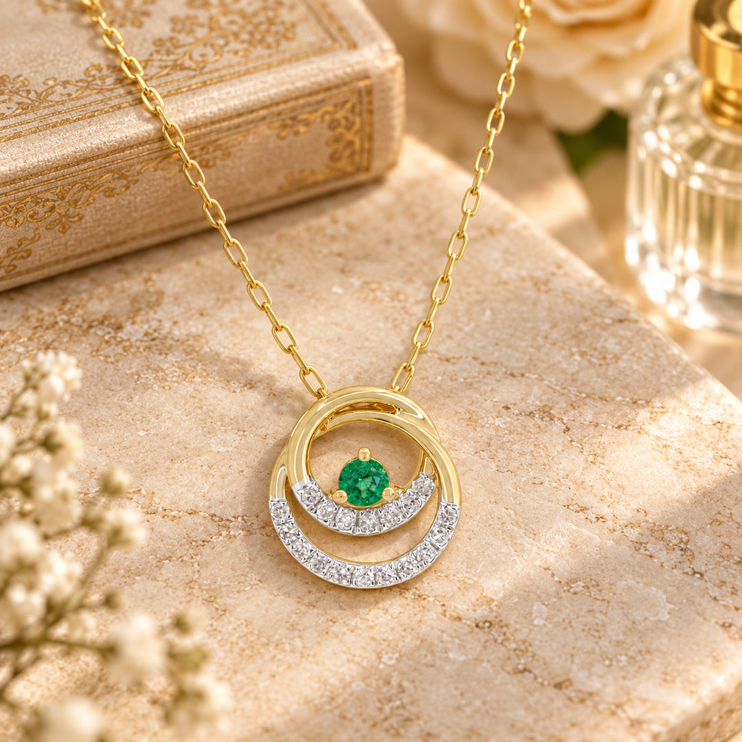 N1946 - 14K & 18K Gold Emerald, Ruby & Sapphire Pendant