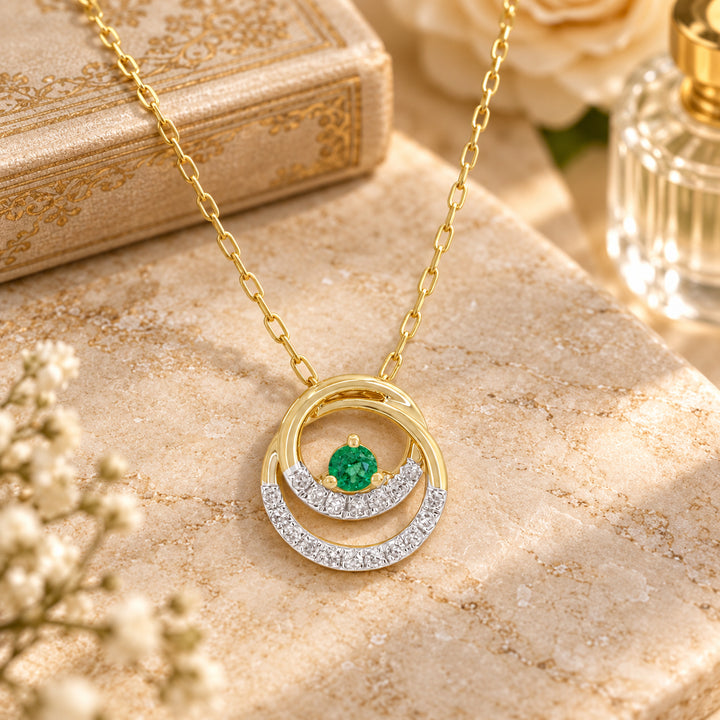 N1946 - 14K & 18K Gold Emerald, Ruby & Sapphire Pendant
