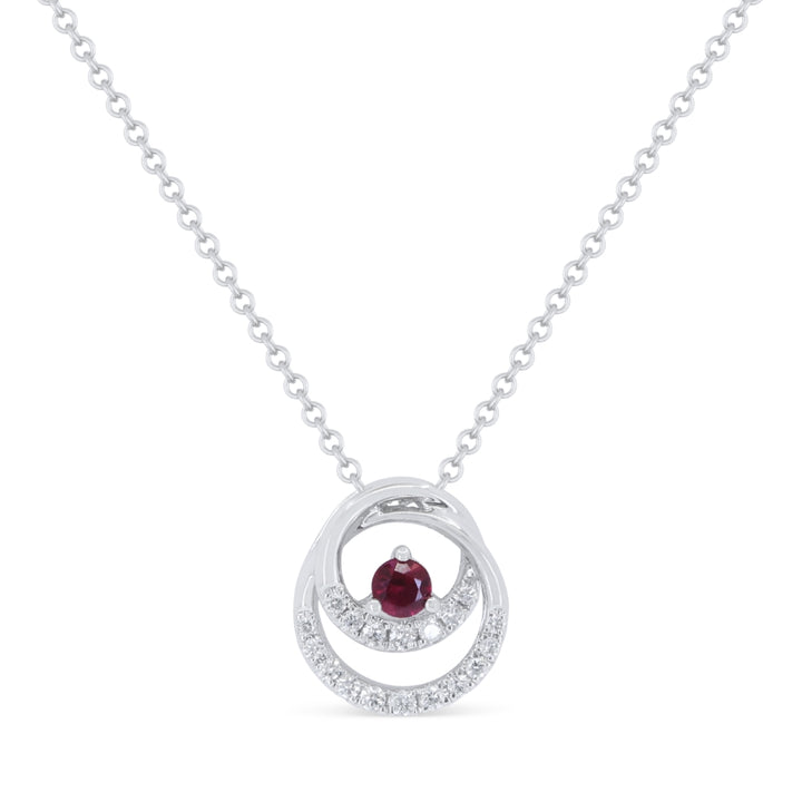Beautiful Hand Crafted 18K White Gold  Ruby And Diamond Arianna Collection Pendant
