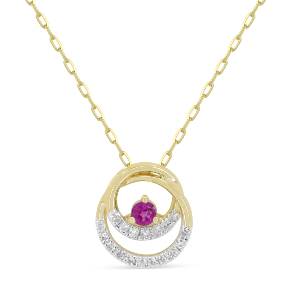 Beautiful Hand Crafted 14K Yellow Gold  Ruby And Diamond Arianna Collection Pendant