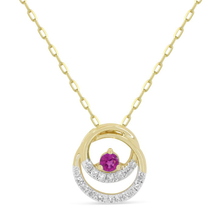 Beautiful Hand Crafted 14K Yellow Gold  Ruby And Diamond Arianna Collection Pendant