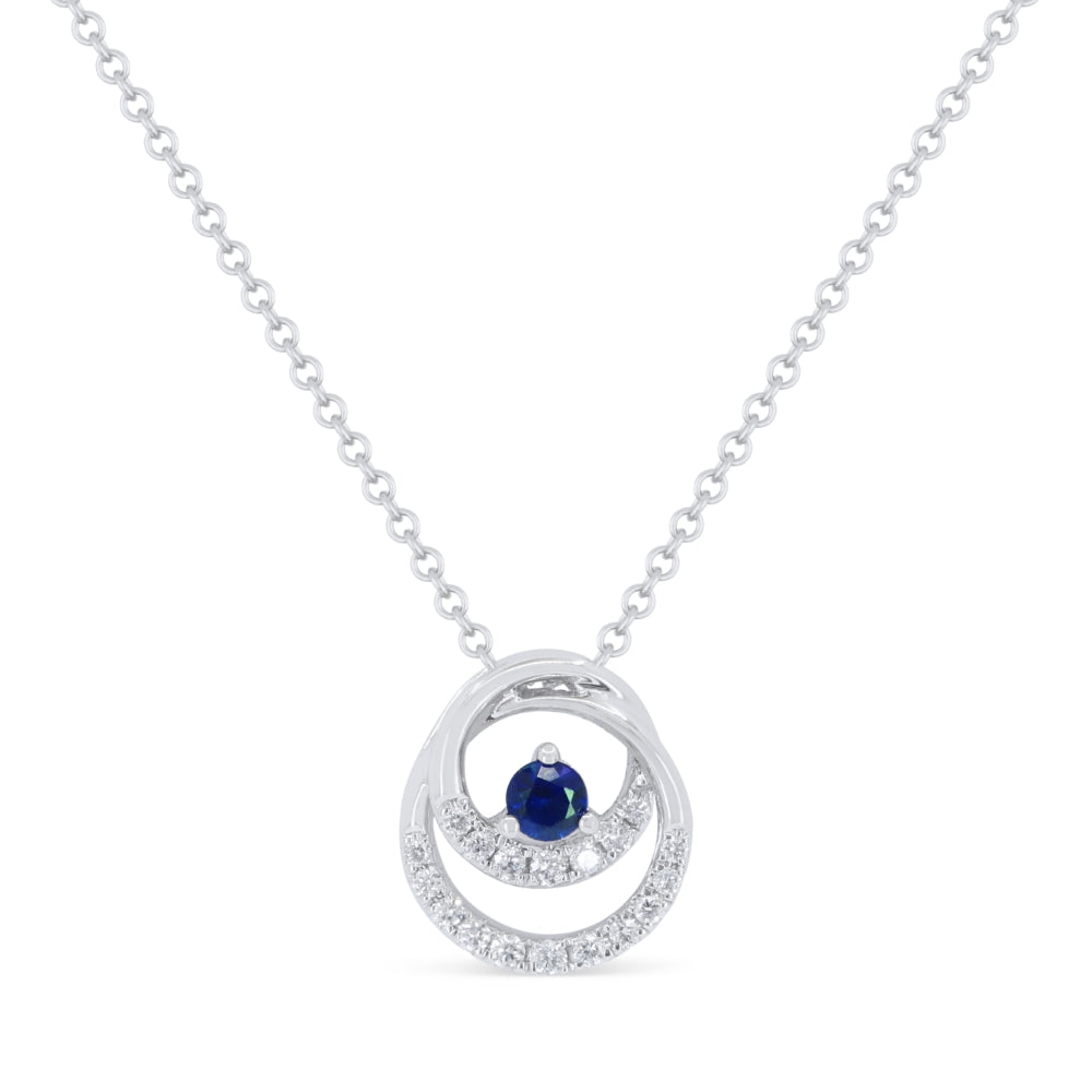 Beautiful Hand Crafted 14K White Gold  Sapphire And Diamond Arianna Collection Pendant