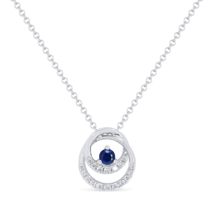 Beautiful Hand Crafted 14K White Gold  Sapphire And Diamond Arianna Collection Pendant