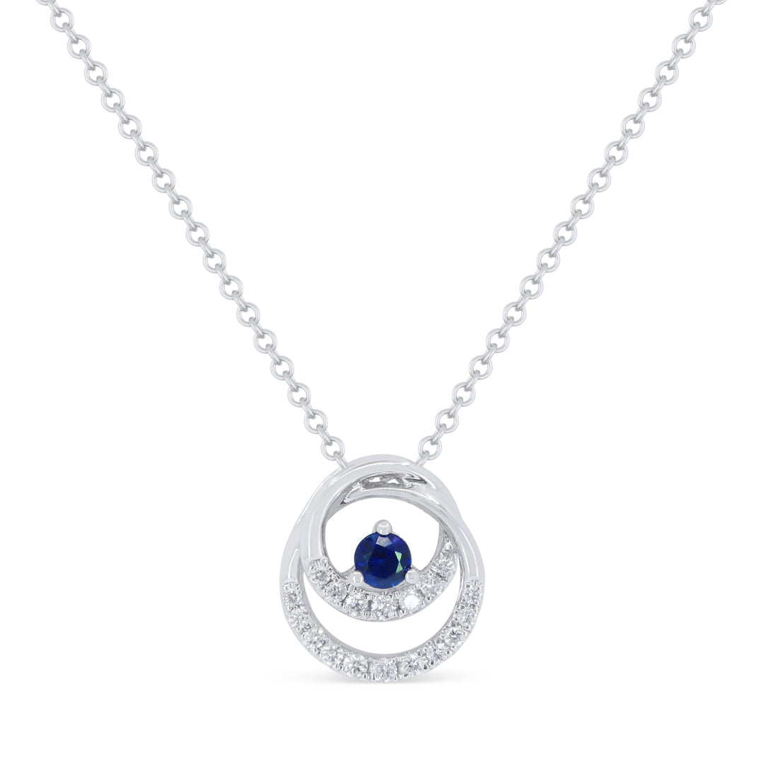 Beautiful Hand Crafted 14K White Gold  Sapphire And Diamond Arianna Collection Pendant