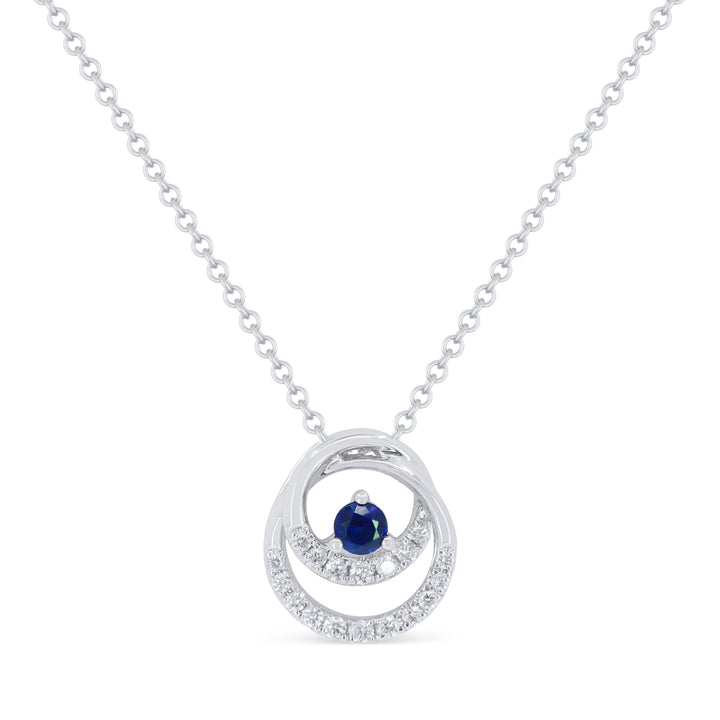 Beautiful Hand Crafted 14K White Gold  Sapphire And Diamond Arianna Collection Pendant
