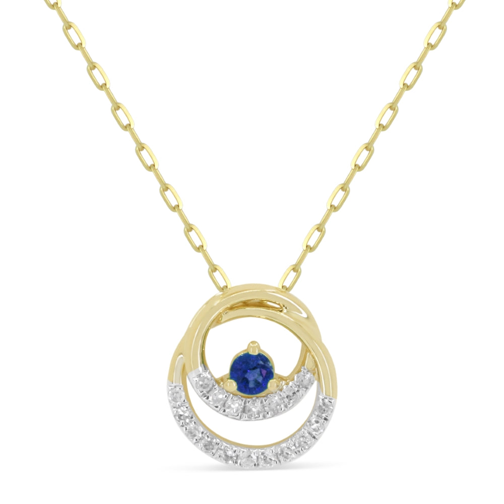 Beautiful Hand Crafted 14K Yellow Gold  Sapphire And Diamond Arianna Collection Pendant