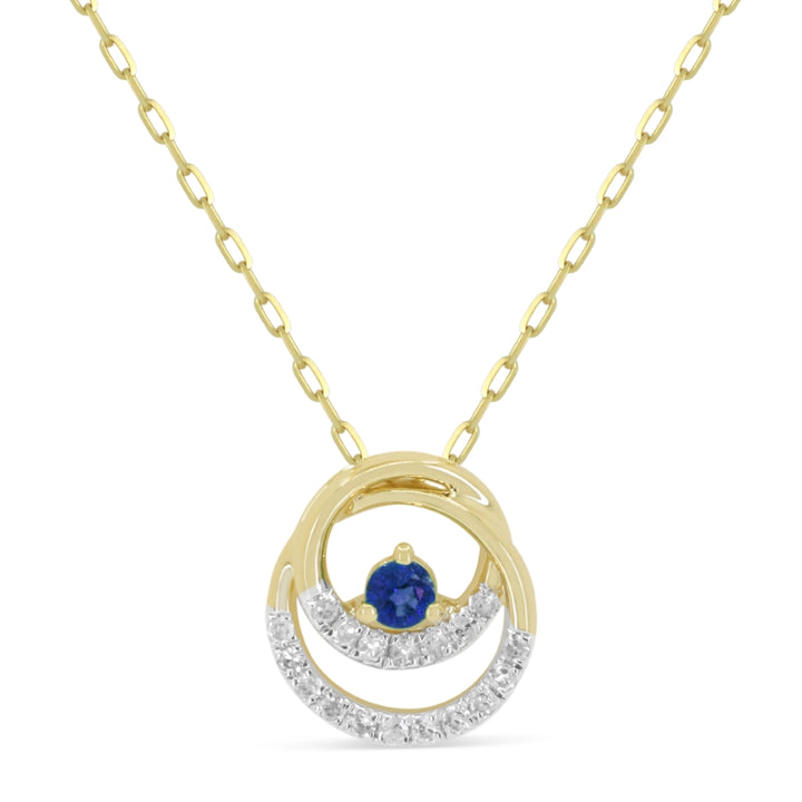 Beautiful Hand Crafted 14K Yellow Gold  Sapphire And Diamond Arianna Collection Pendant