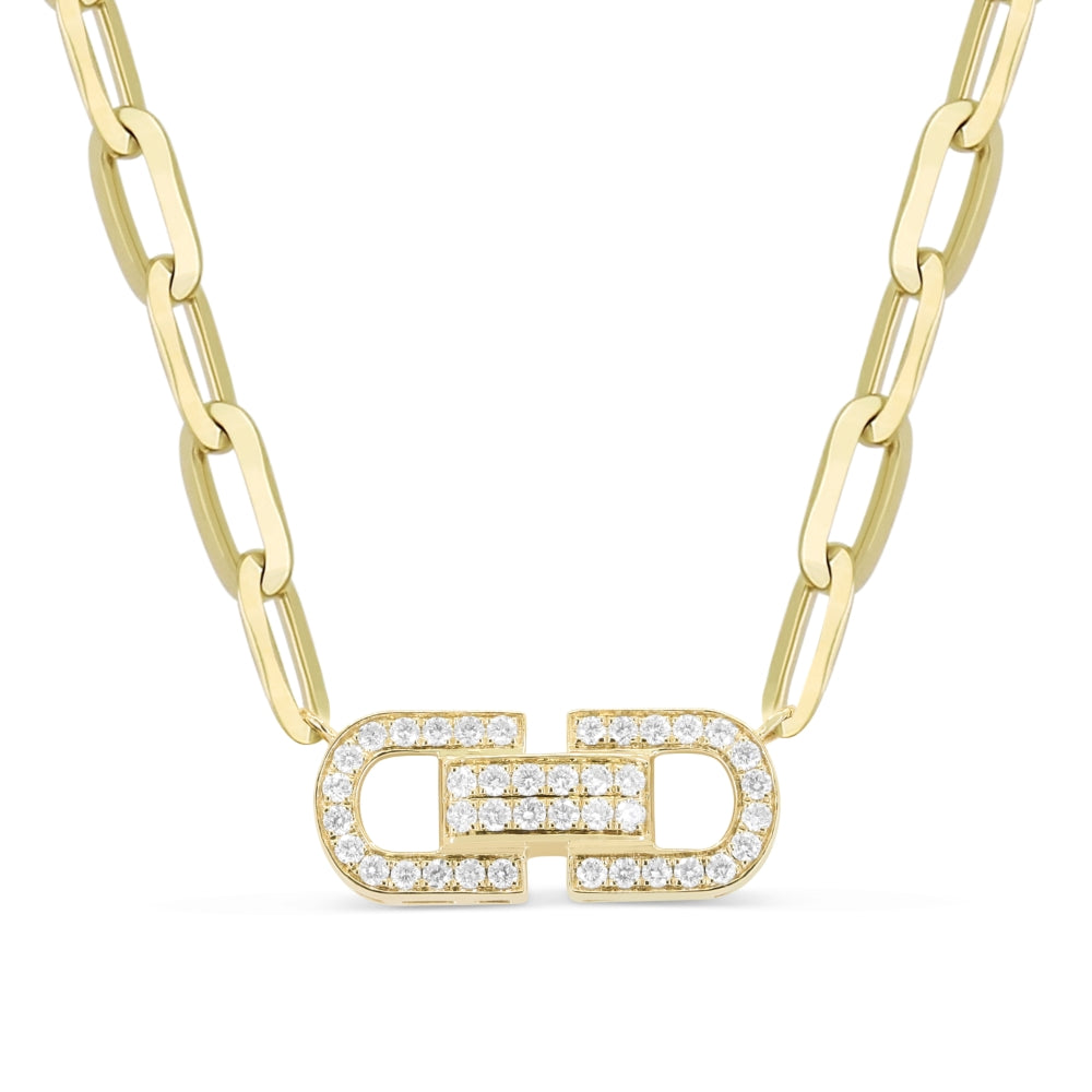 Beautiful Hand Crafted 14K Yellow Gold White Diamond Milano Collection Necklace