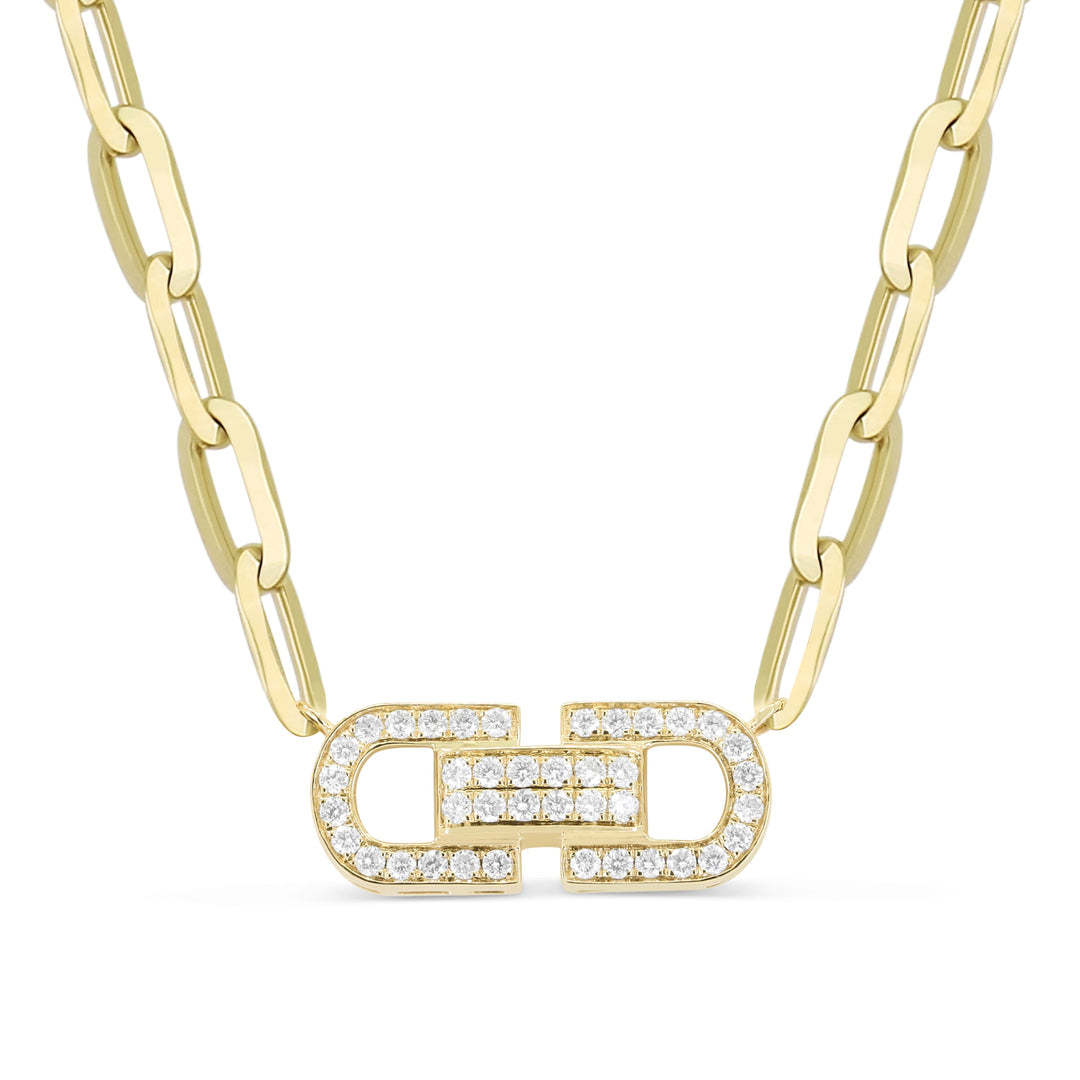 Beautiful Hand Crafted 14K Yellow Gold White Diamond Milano Collection Necklace