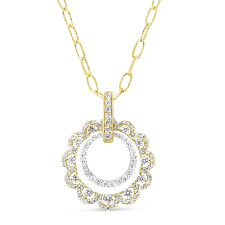 Beautiful Hand Crafted 14K Two Tone Gold White Diamond Milano Collection Pendant