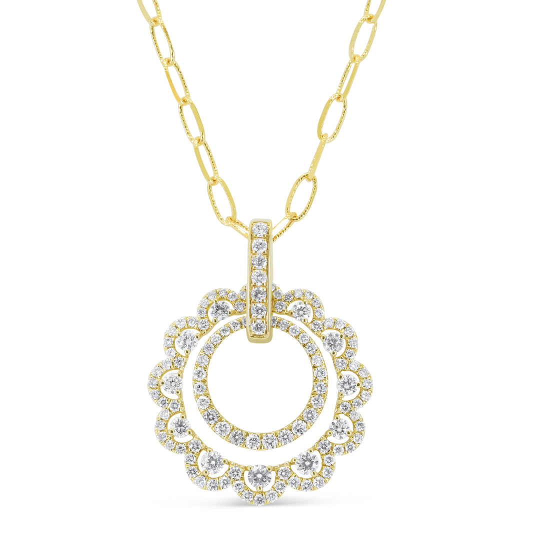 Beautiful Hand Crafted 14K Yellow Gold White Diamond Milano Collection Pendant