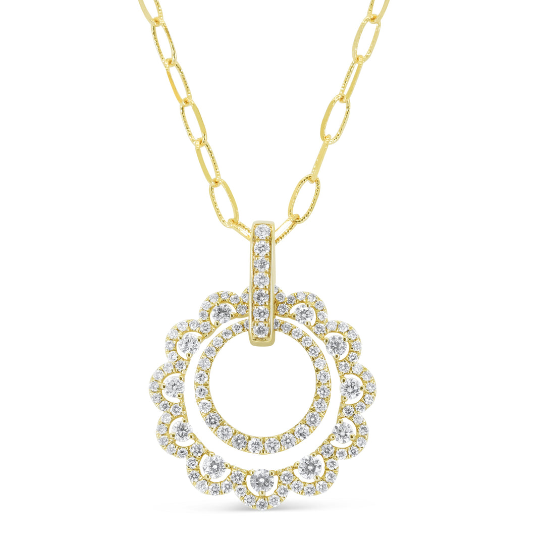 Beautiful Hand Crafted 14K Yellow Gold White Diamond Milano Collection Pendant