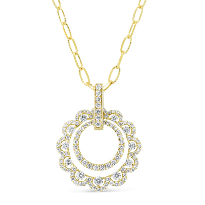 Beautiful Hand Crafted 14K Yellow Gold White Diamond Milano Collection Pendant