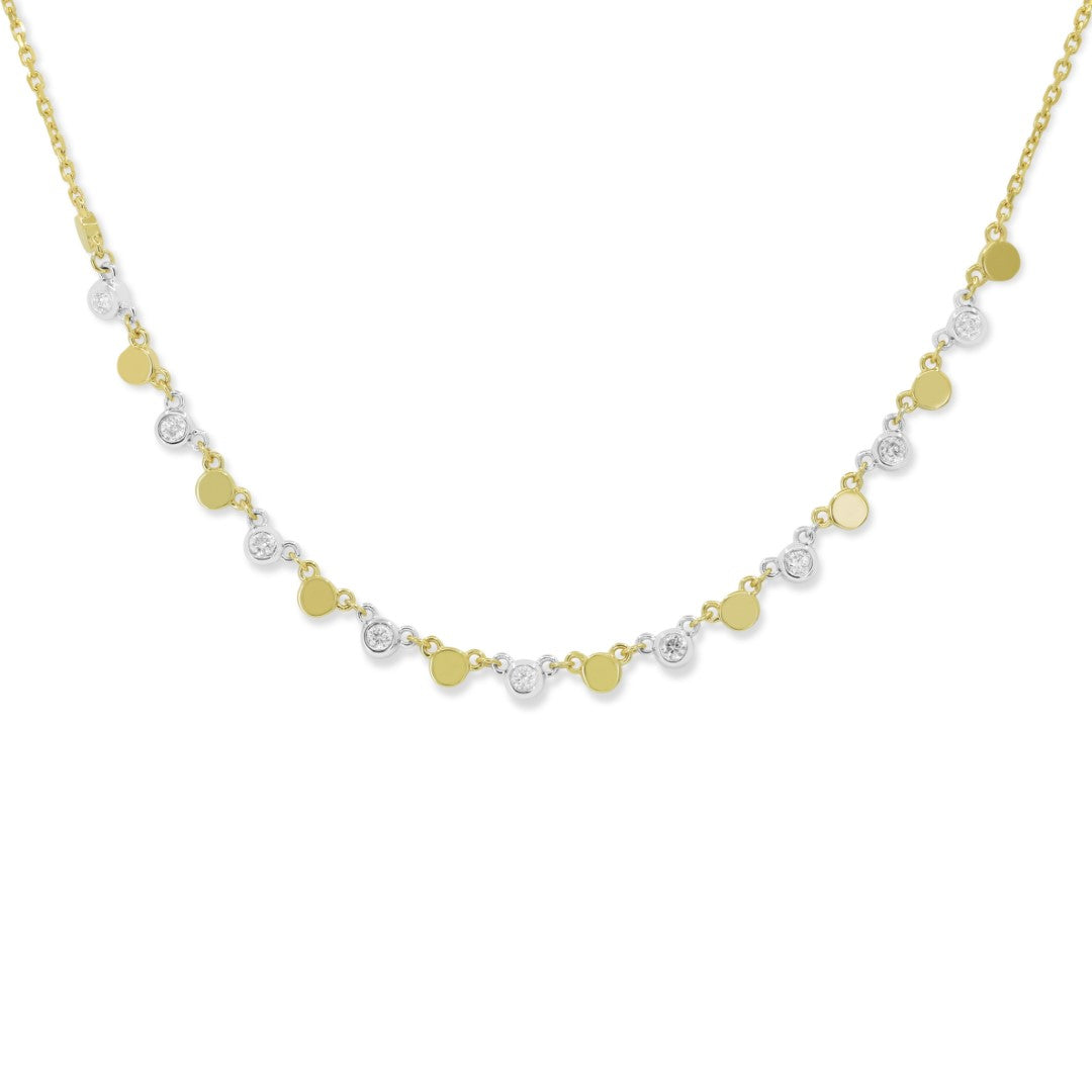 Beautiful Hand Crafted 14K Two Tone Gold White Diamond Milano Collection Necklace