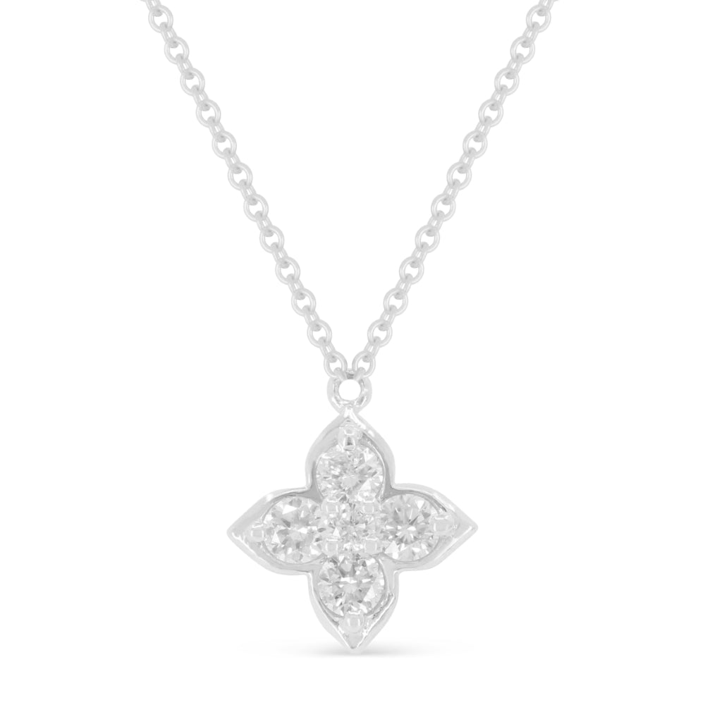 Beautiful Hand Crafted 14K White Gold White Diamond Milano Collection Necklace