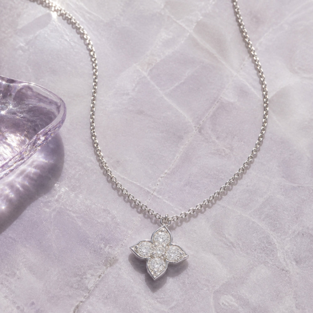 N1951 - 14K Gold Diamond Flower Necklace