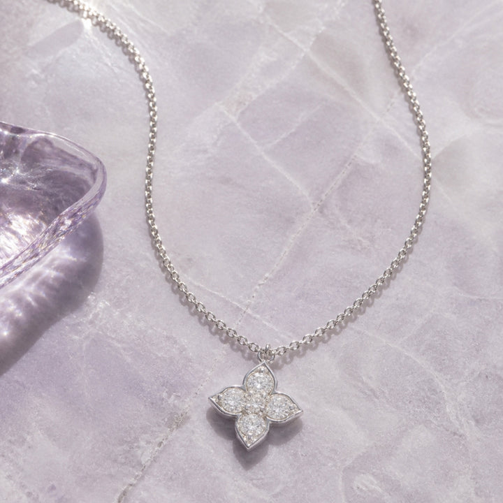 N1951 - 14K Gold Diamond Flower Necklace