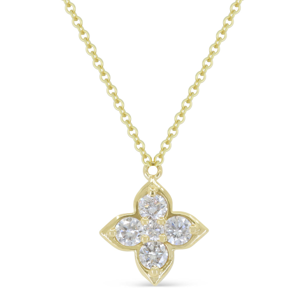 Beautiful Hand Crafted 14K Yellow Gold White Diamond Milano Collection Necklace