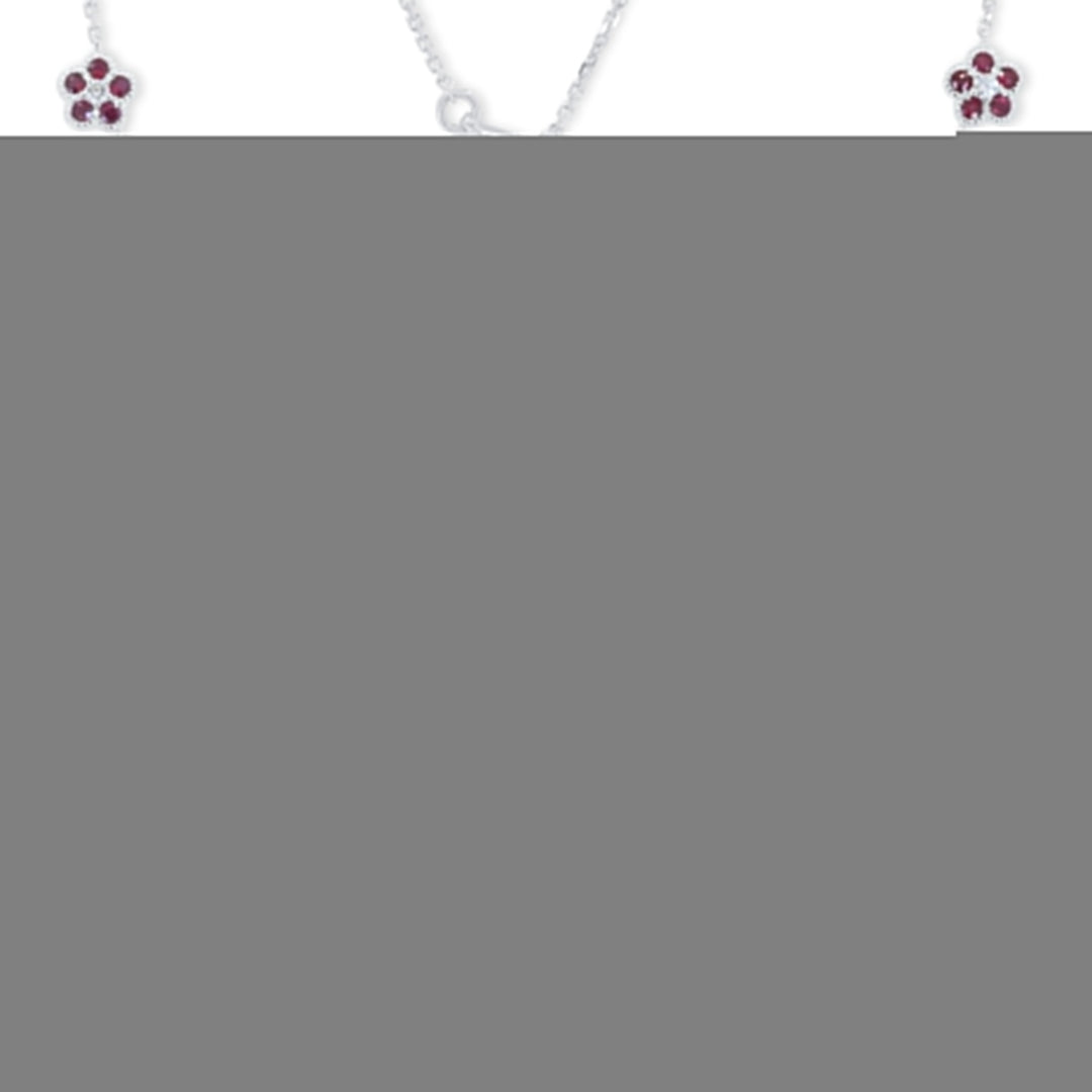 Beautiful Hand Crafted 14K White Gold 2MM Ruby And Diamond Arianna Collection Necklace
