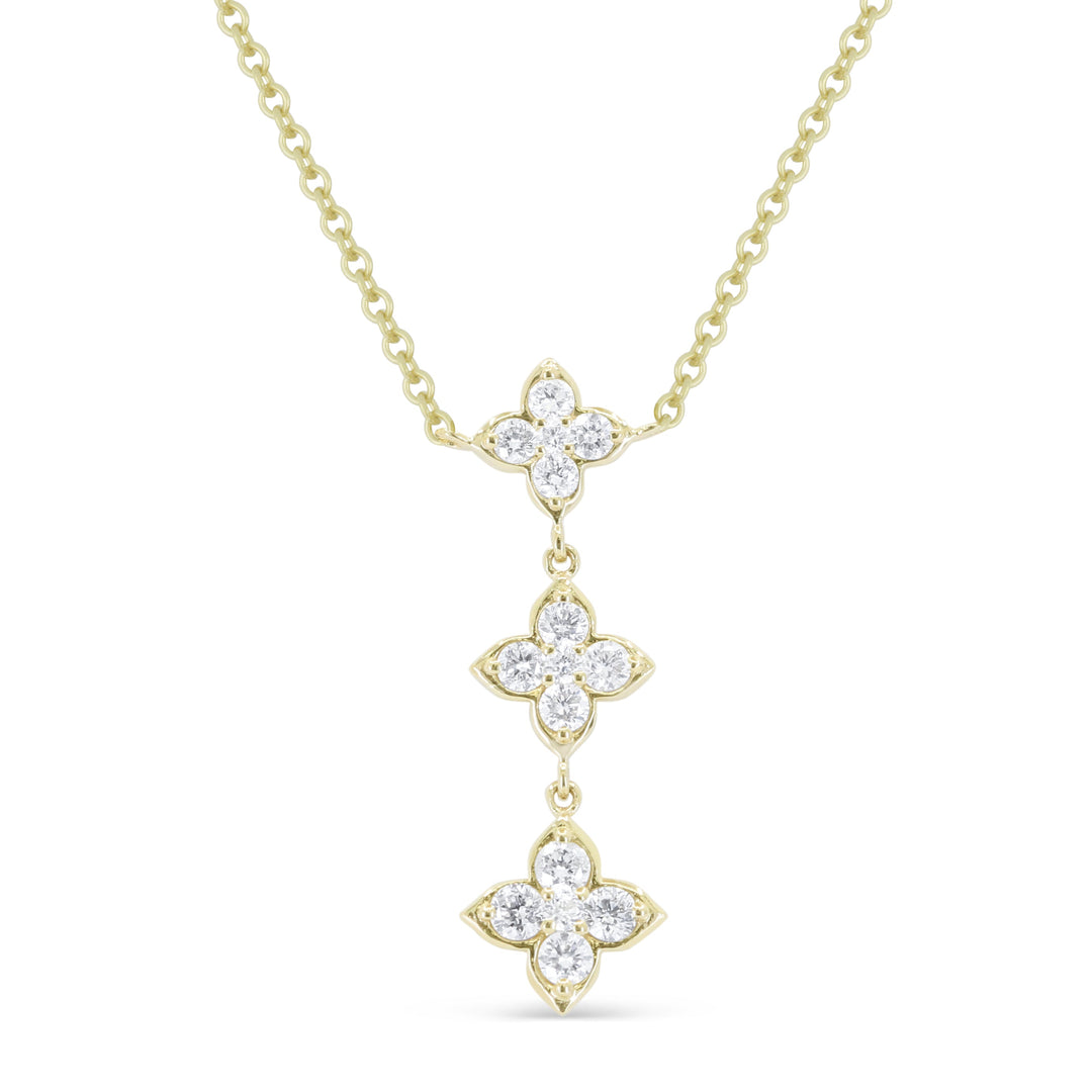 Beautiful Hand Crafted 14K Yellow Gold White Diamond Milano Collection Necklace