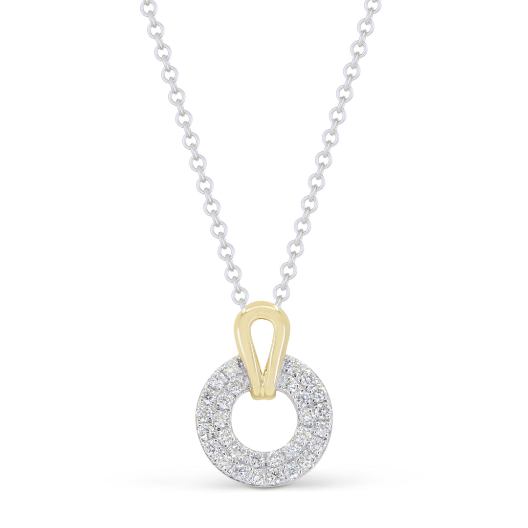 Beautiful Hand Crafted 14K Two Tone Gold White Diamond Milano Collection Pendant