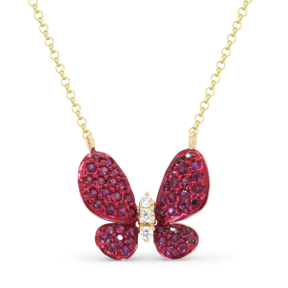 Beautiful Hand Crafted 14K Yellow Gold  Ruby And Diamond Arianna Collection Necklace