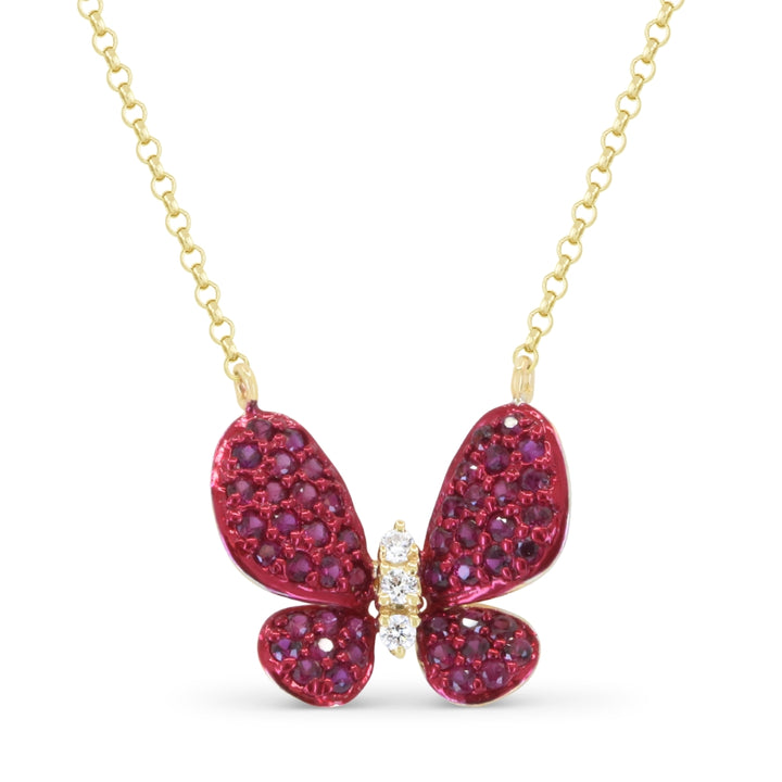 Beautiful Hand Crafted 14K Yellow Gold  Ruby And Diamond Arianna Collection Necklace