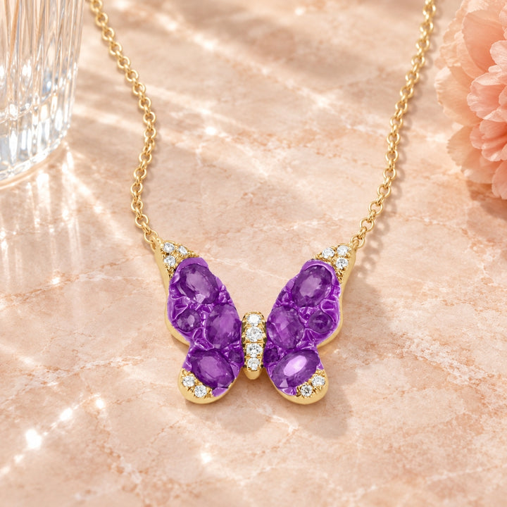 N1958 - 14K Yellow Gold Butterfly Necklace